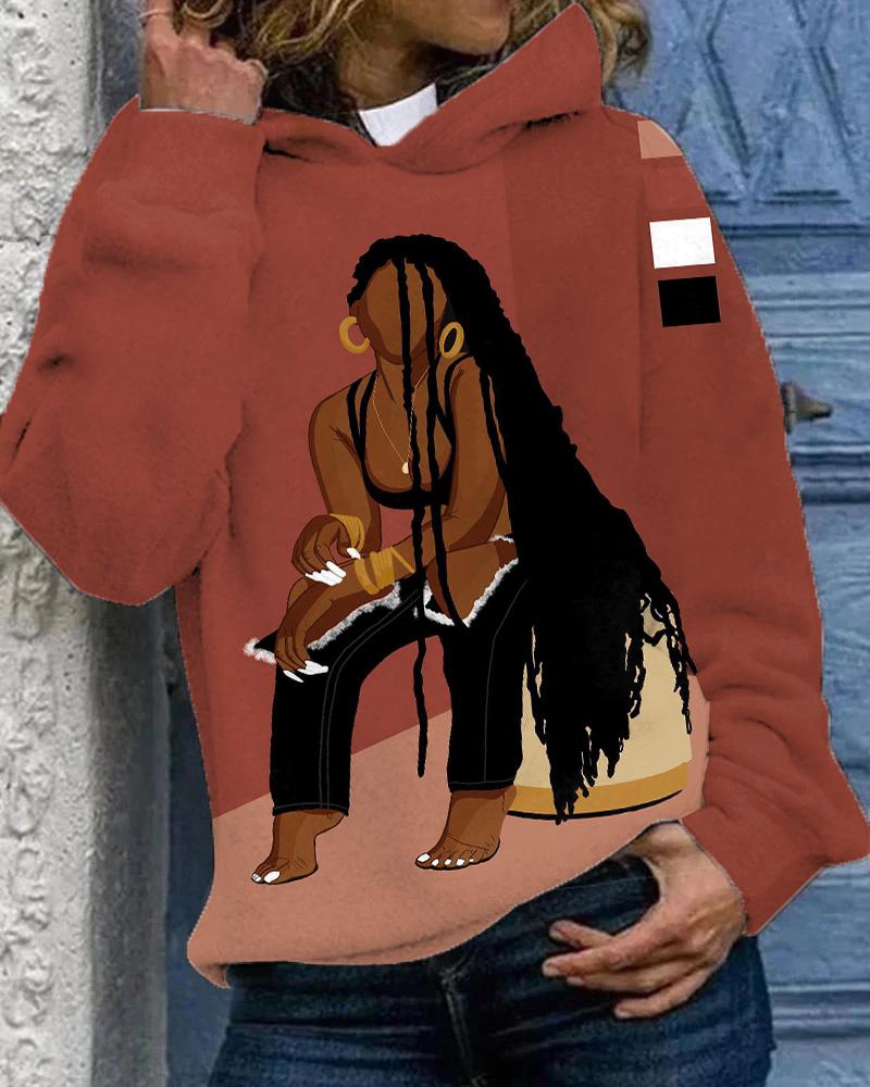 Sexy Braided Brown Cowgirl Long Sleeves Hoodie