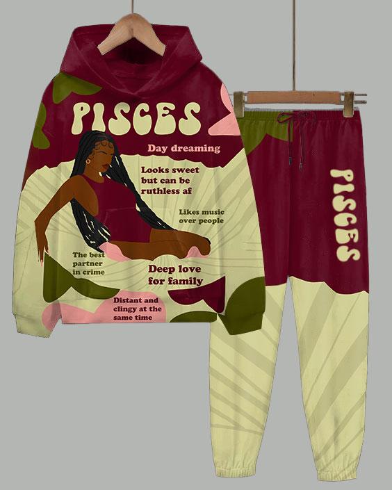 Pisces Girly Season Long Sleeve Hoodie Two Pieces Set