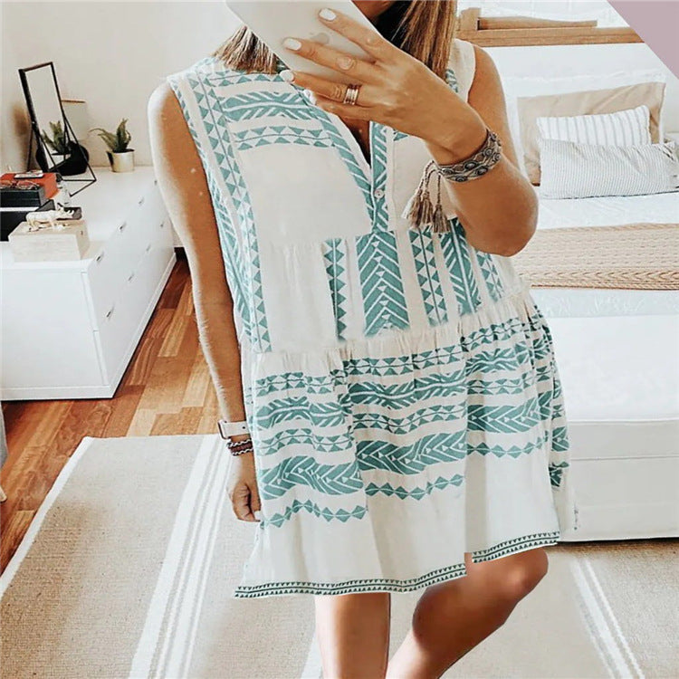 Printed Sleeveless Printed Dress