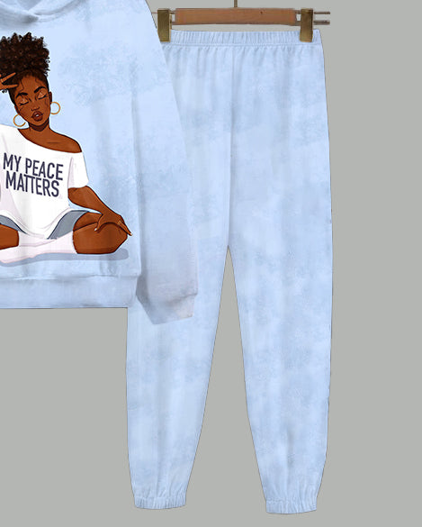 My Peace Matters Long Sleeve Hoodie Two Pieces Set