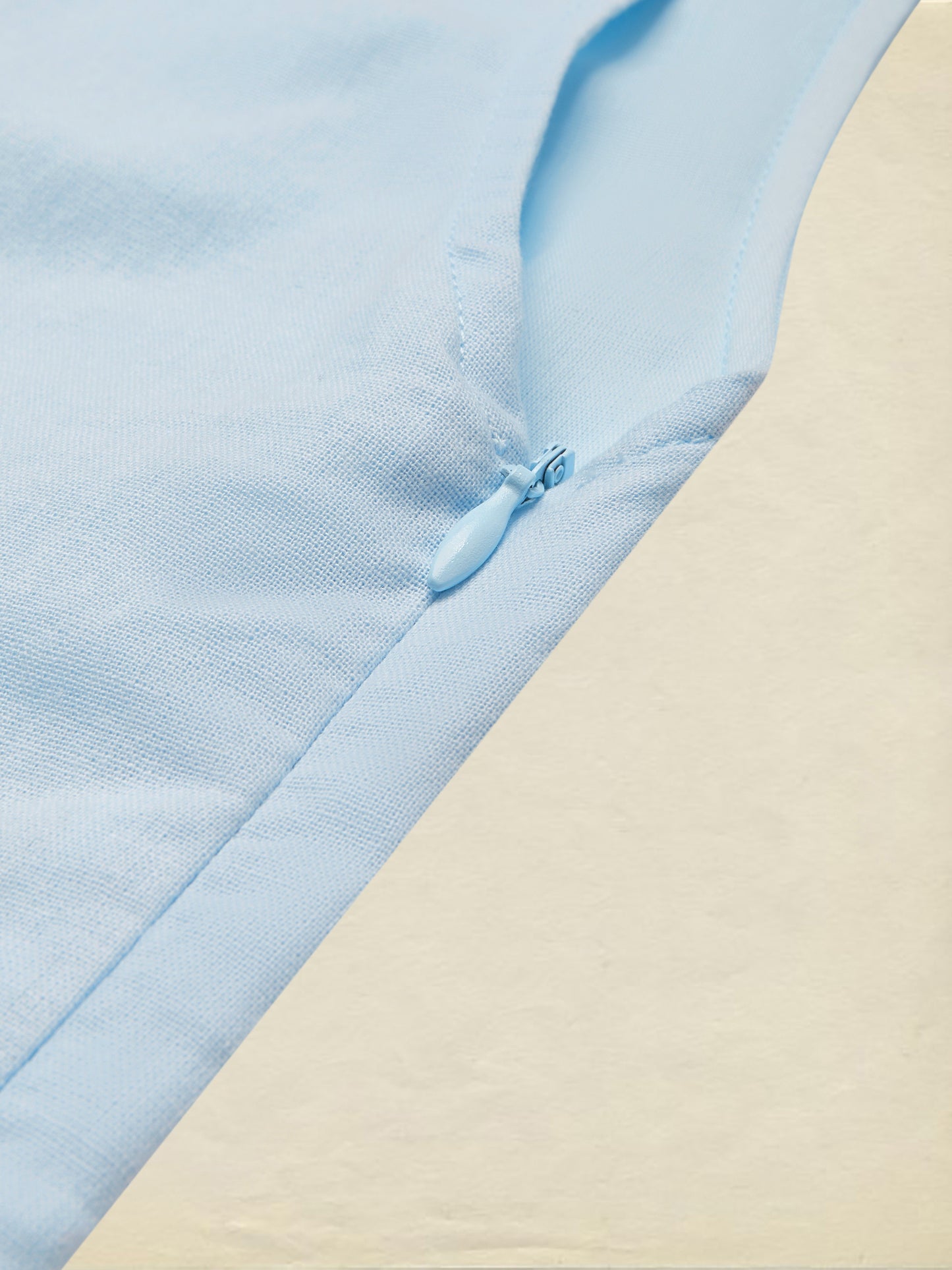 Midi Linen Dress, Crew Collar, Cap Sleeve,  Button Down, Cottagecore, Linen Blend, Blue