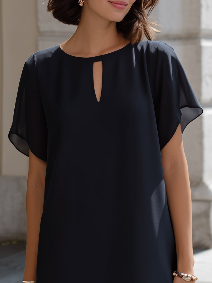 Elegant Keyhole Chiffon Shift Dress