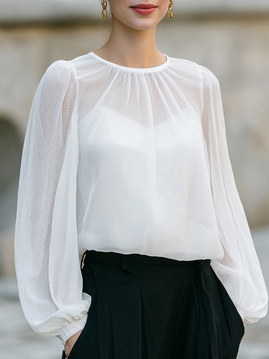White Chiffon Blouse¨C Airy Elegance For Timeless Versatility