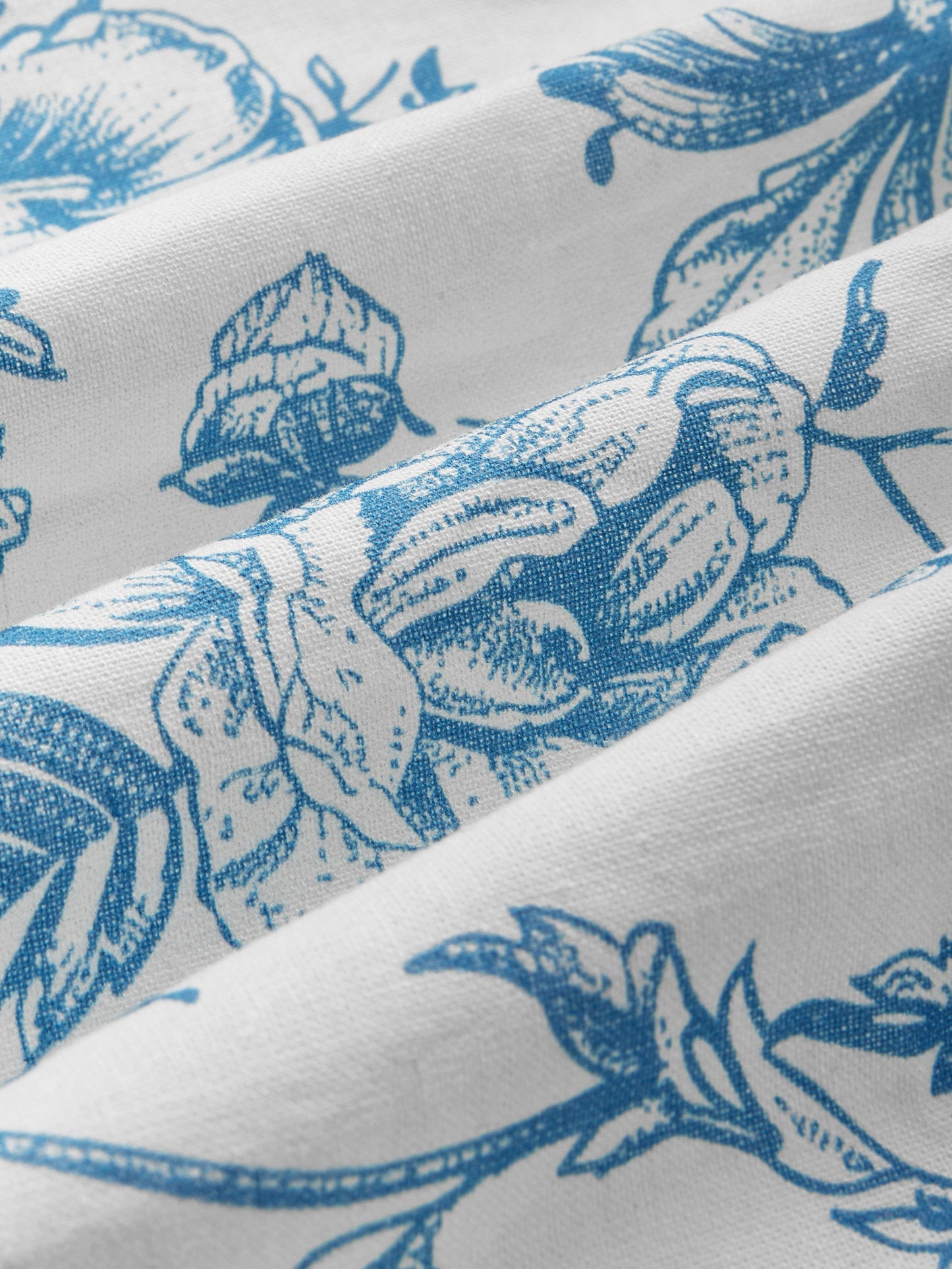 Midi Linen Dress, Short Sleeves, Sweetheart Neck, Floral, Ruffles, Vintage, Blue