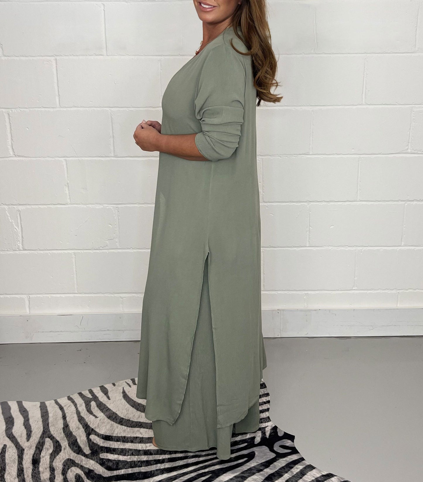 Plus Size New Split Long Top and Trousers Two-Piece Suit