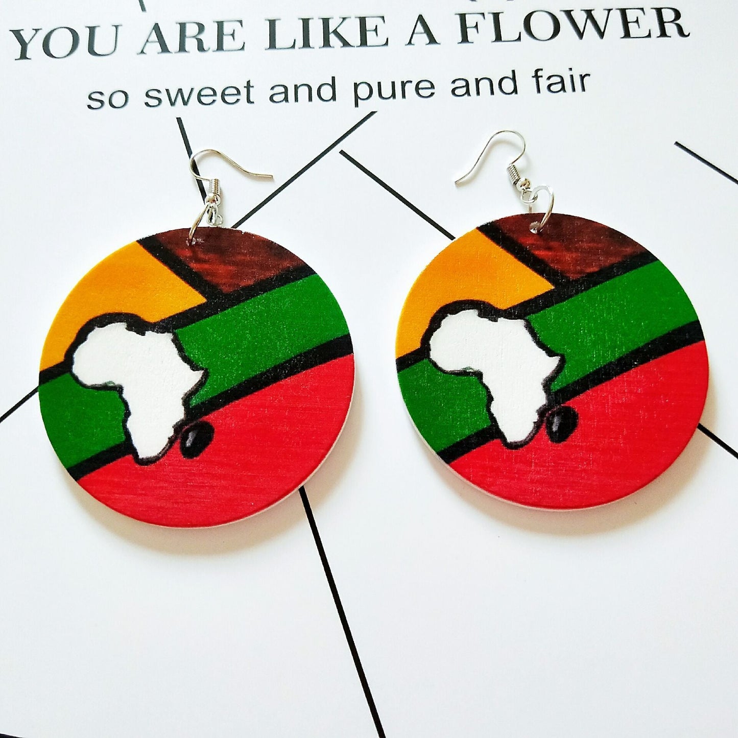 Contrast African Map Retro Round Earrings