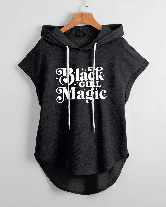 Black Girl Magic Hem Drawstring Hooded Tee