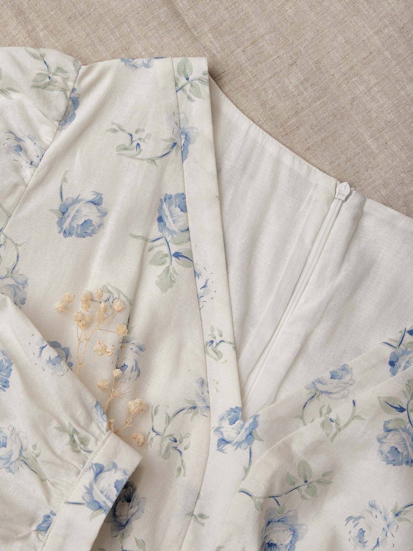 (Size Up to 2XL) Maxi Linen Dress, 3/4 Sleeves, V Neck, Linen Blend, Blue