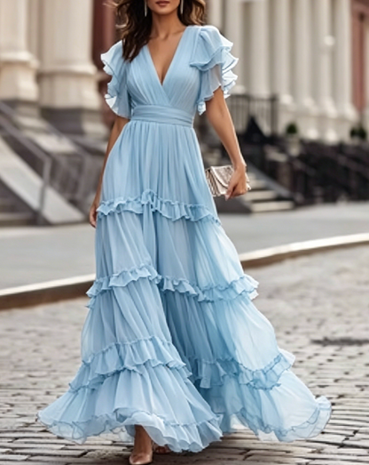 Romantic Ruffled Tiered Maxi Dress – Breathtaking Wedding Guest Style