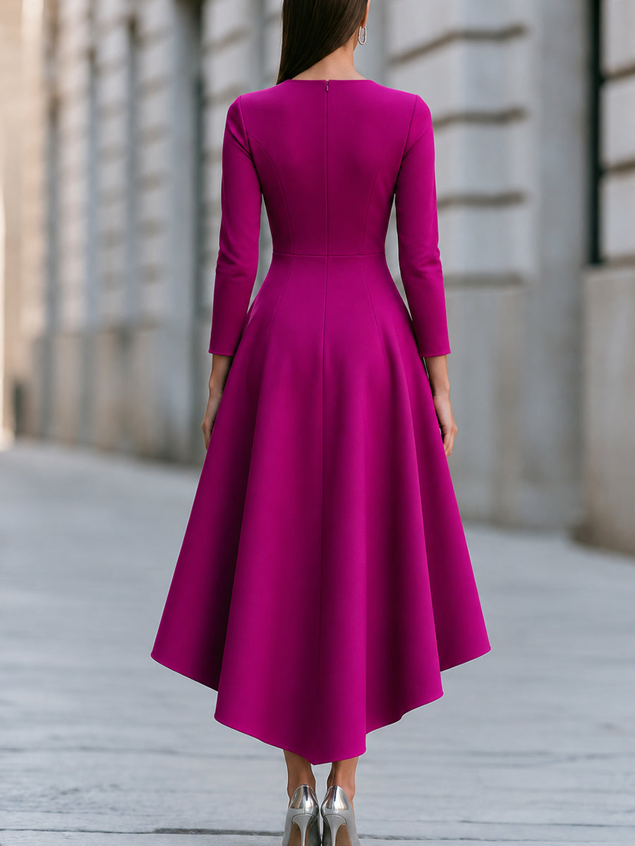 Princess-Seam Handkerchief-Hem Midi Dress