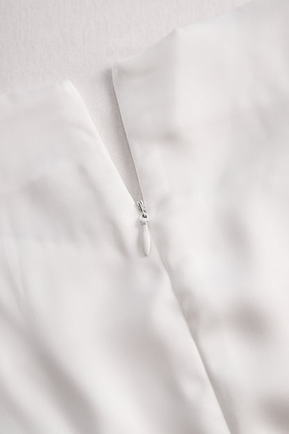 Elegant White Draped Top with Button Detail