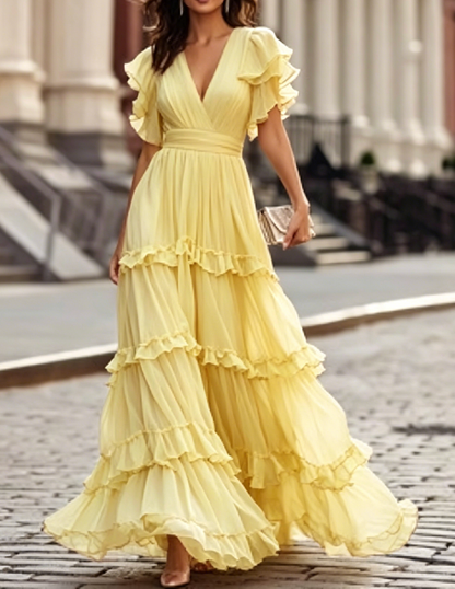 Romantic Ruffled Tiered Maxi Dress – Breathtaking Wedding Guest Style