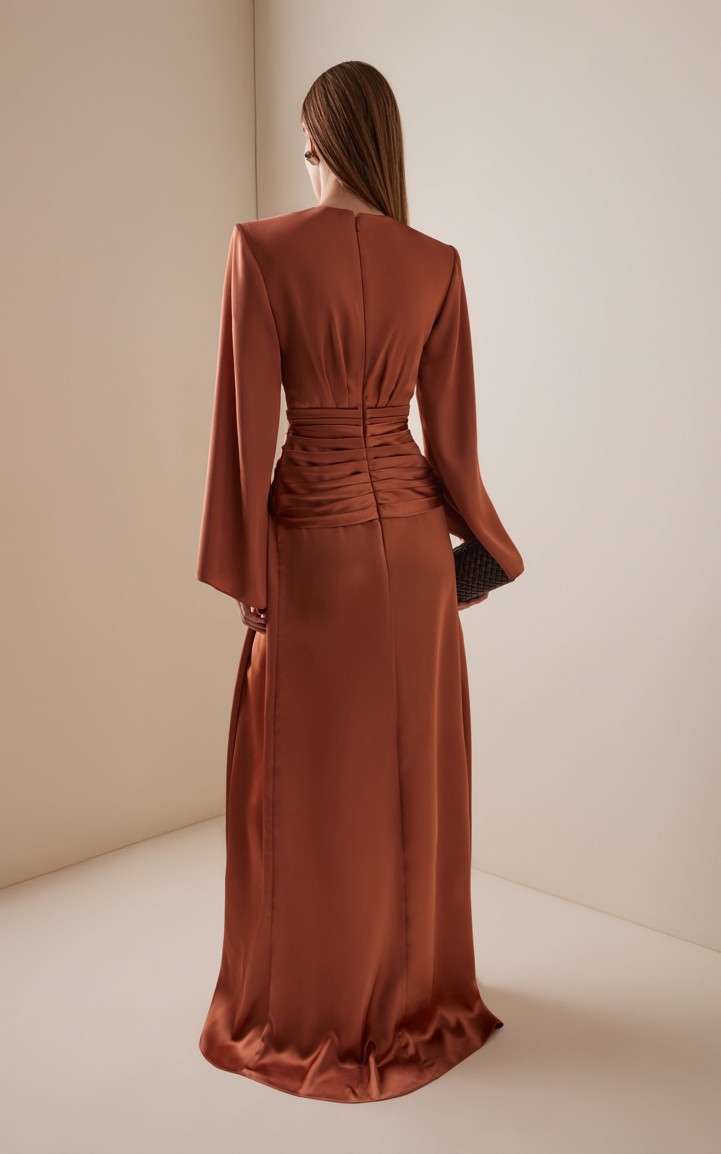 Tie-Detailed Satin Gown