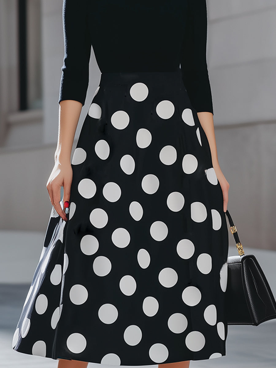 Black & White Polka Dot Midi Dress