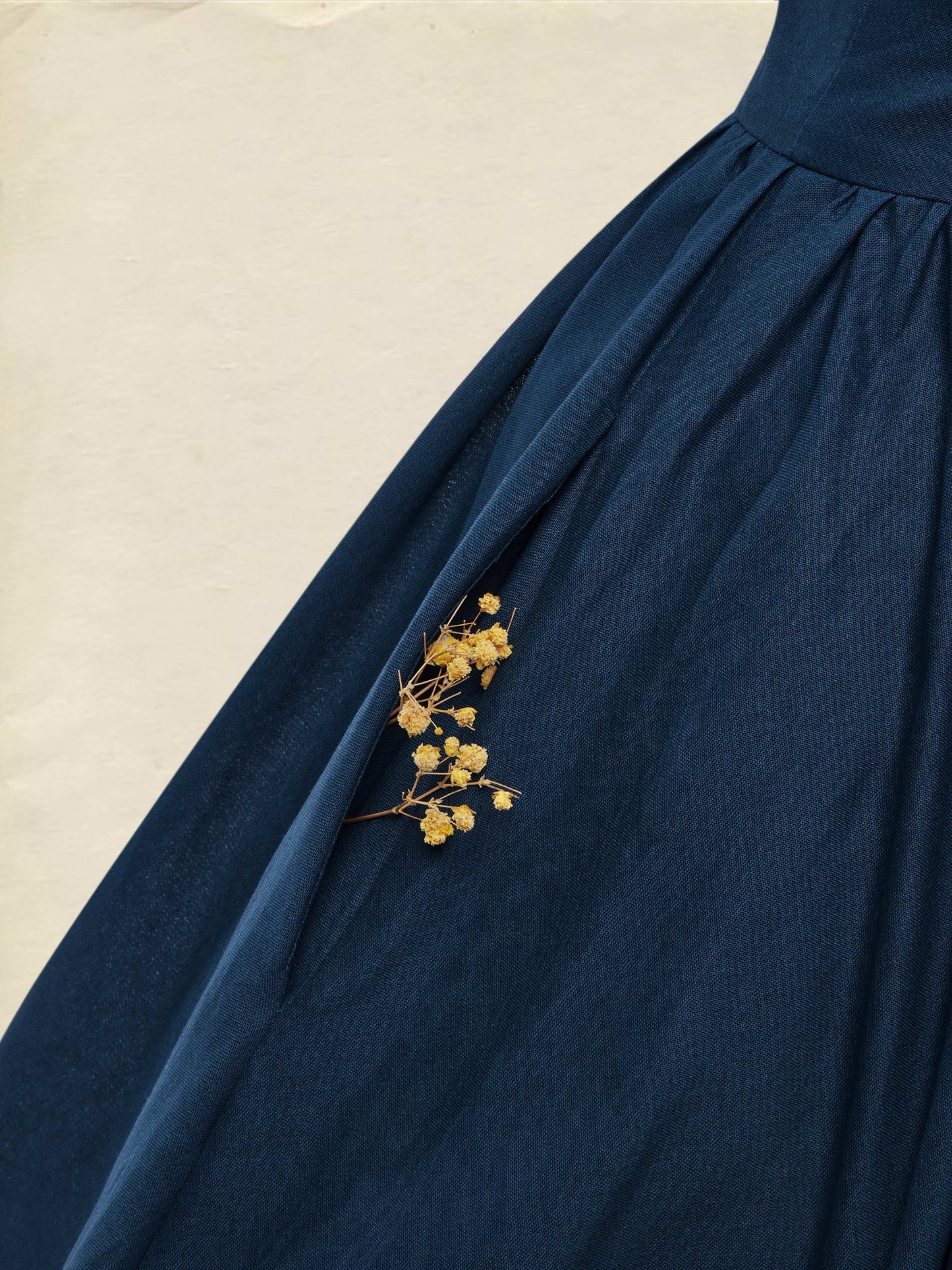 Maxi Linen Dress , Short Sleeves, V Neck, Plain, Lace, Vintage, Blue