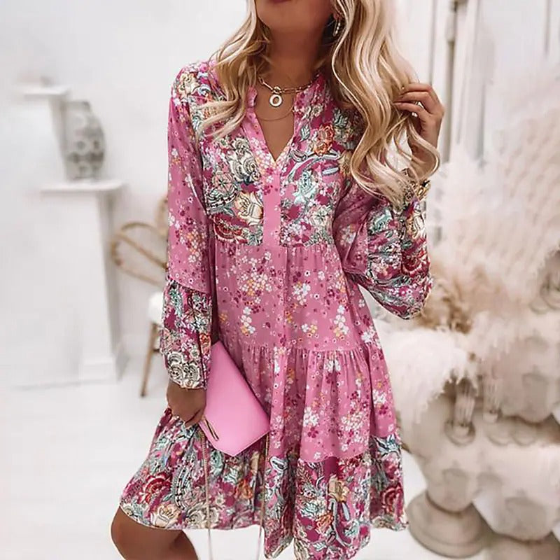 Floral Splicing Skirt Boho Dress