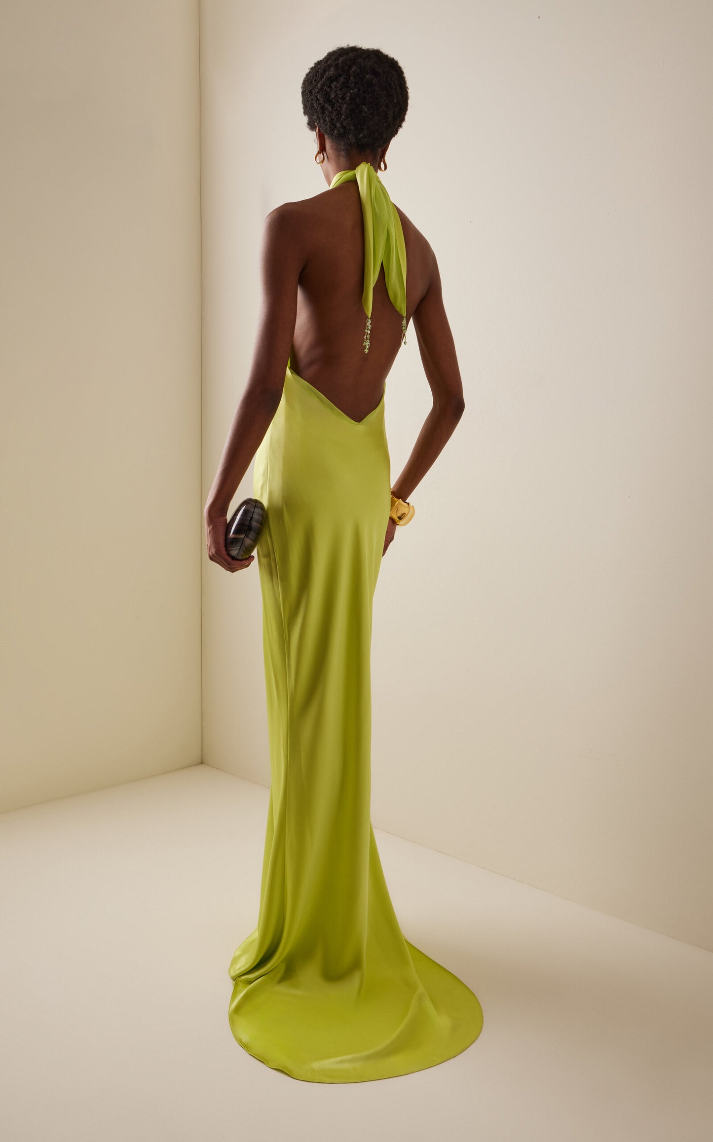 Olivia Cross-Halter Satin Maxi Dress