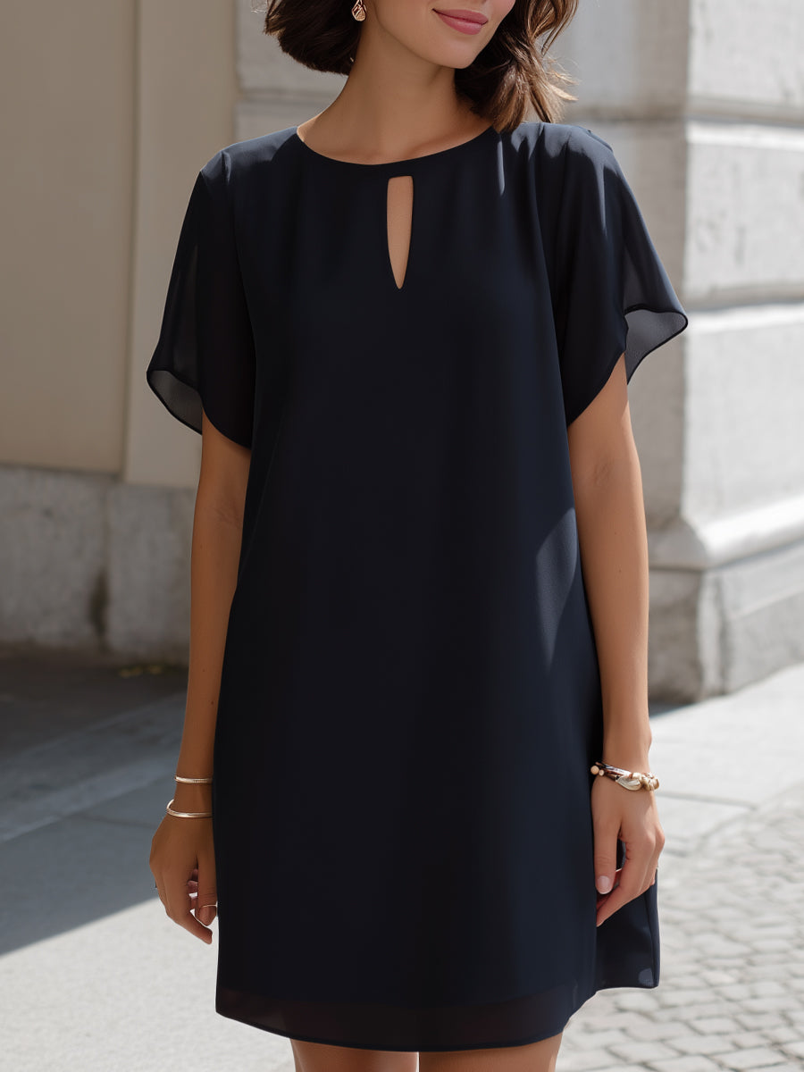 Elegant Keyhole Chiffon Shift Dress