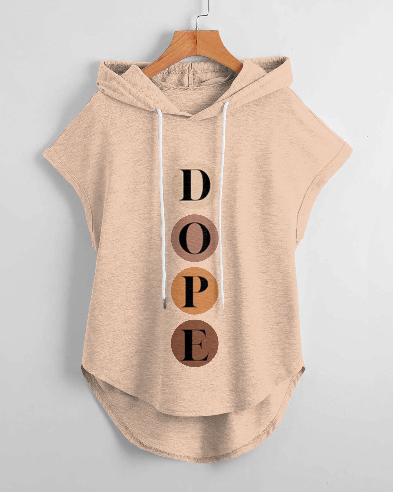 Dope High Low Hem Drawstring Hooded Tee