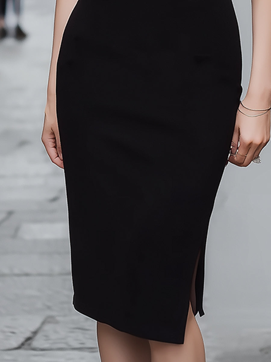 Elegant Asymmetric One-Shoulder Bodycon Midi Dress