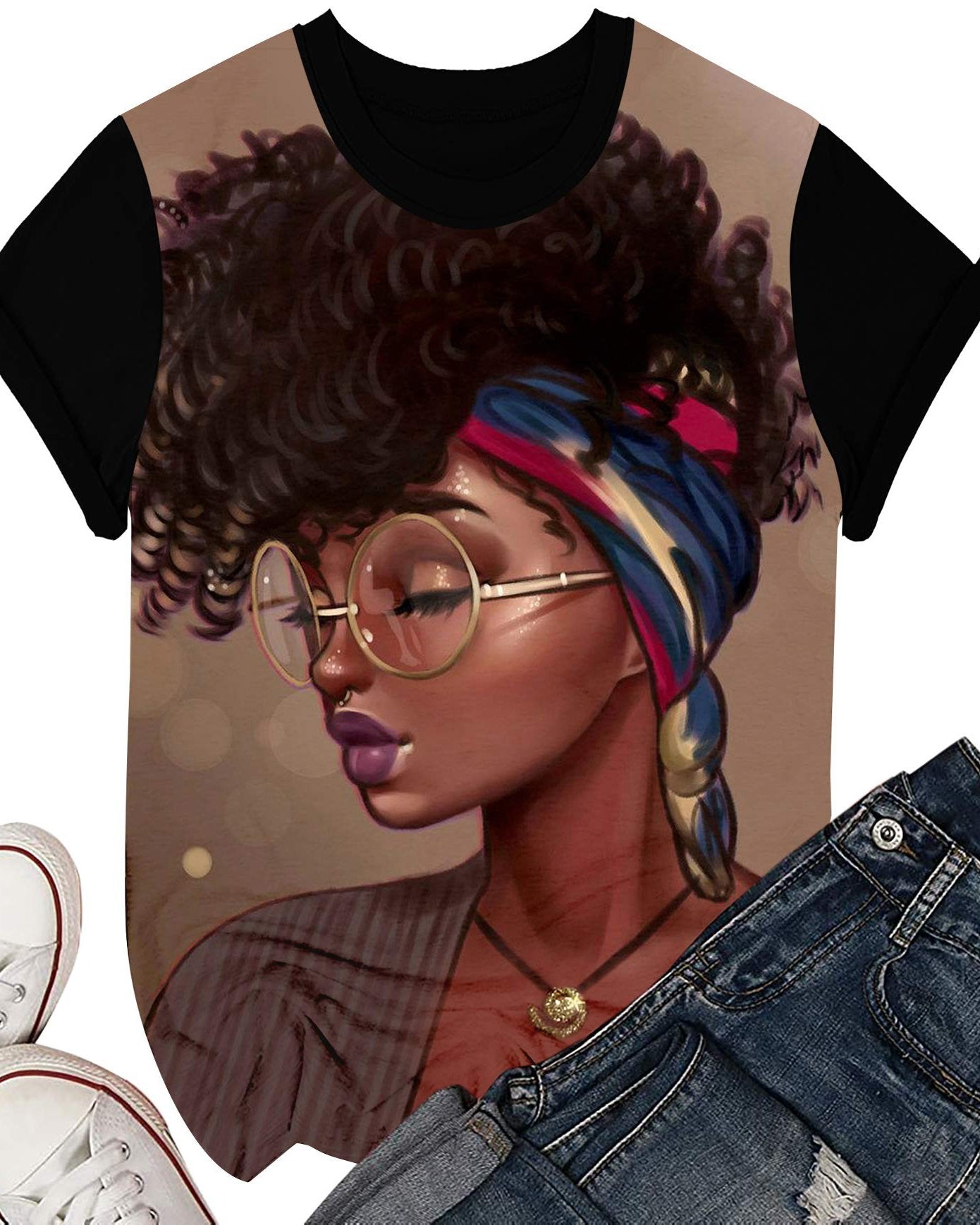 Hijab Afro Girl Short Sleeve Tshirt