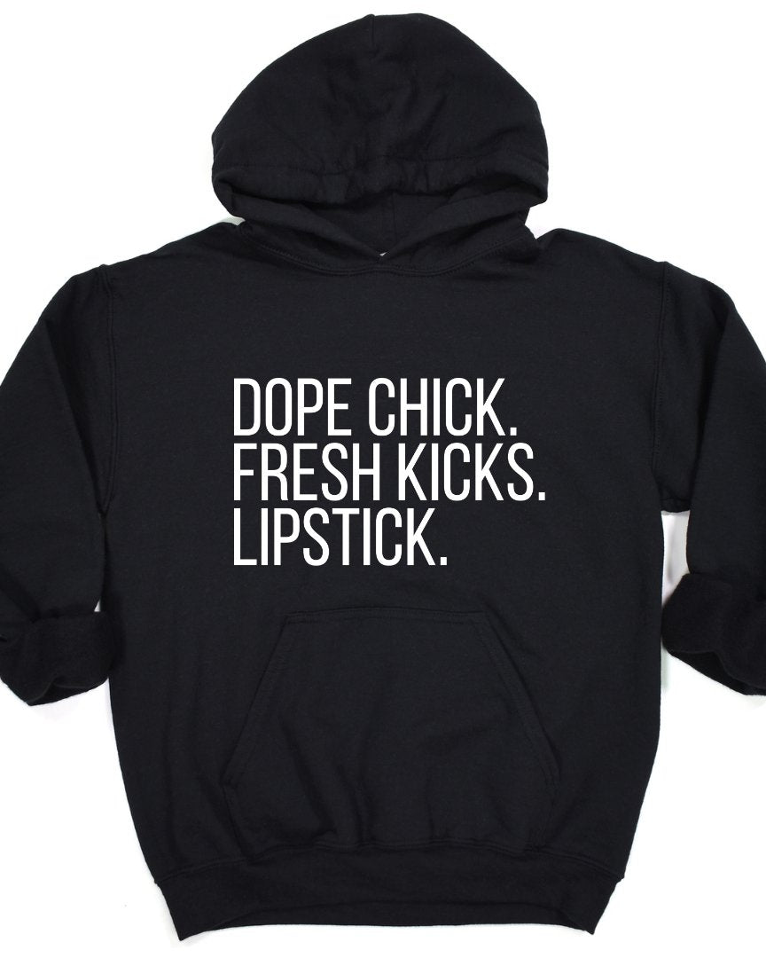 Dope Chick Fresh Kicks Lipstick Long Sleeve Hoodie