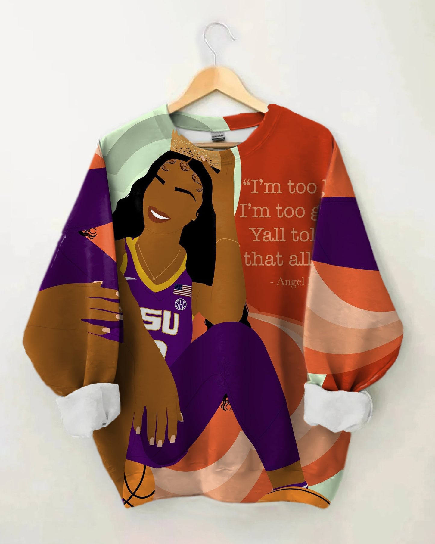 Basketball Brown Girl Long Sleeve Sweatshirt