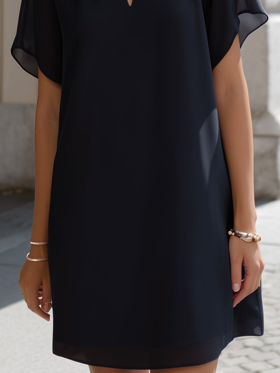 Elegant Keyhole Chiffon Shift Dress