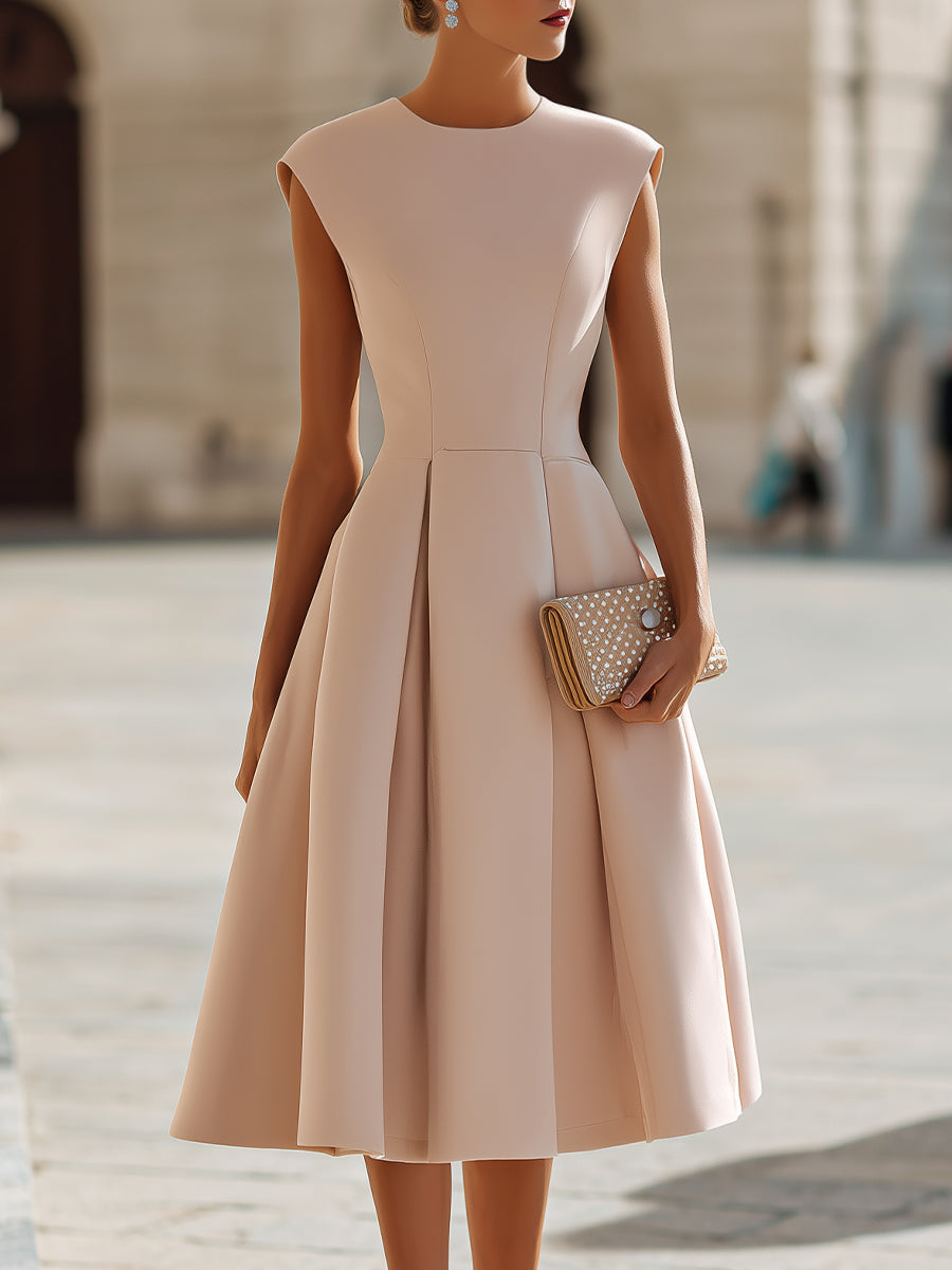 Sleeveless Structured A-Line Midi Dress