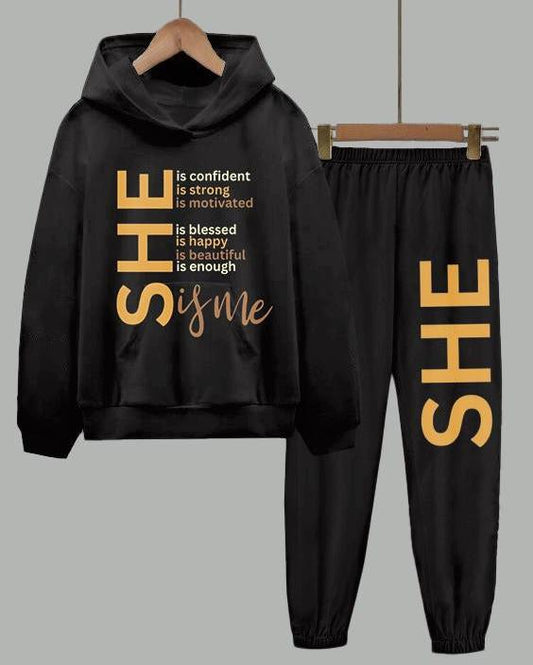 She Is Me Long Sleeve Hoodie Two Pieces Set