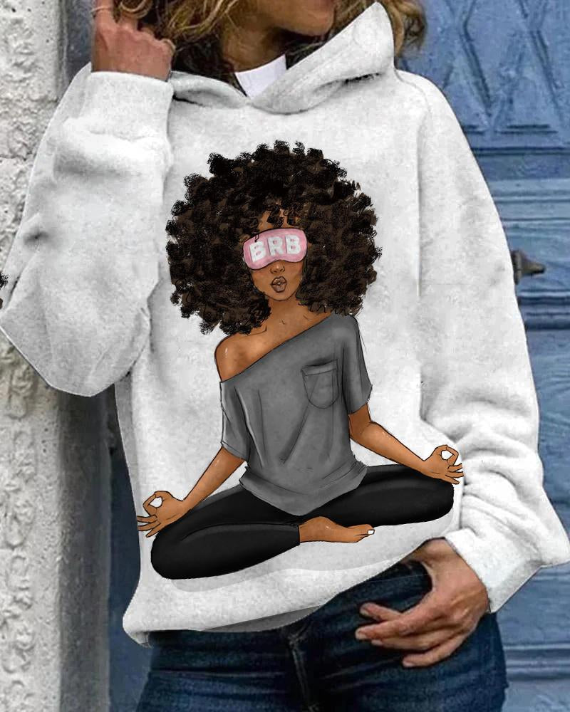 Brown Afro Yoga Girl Unisex Hoodie