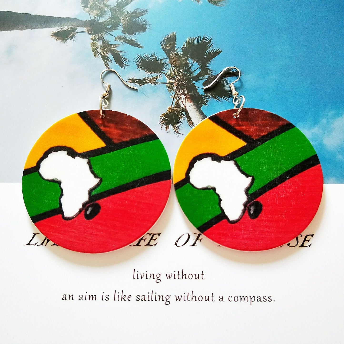 Contrast African Map Retro Round Earrings