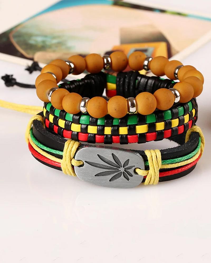 Black Pride Contrast Color Woven Bracelet Set