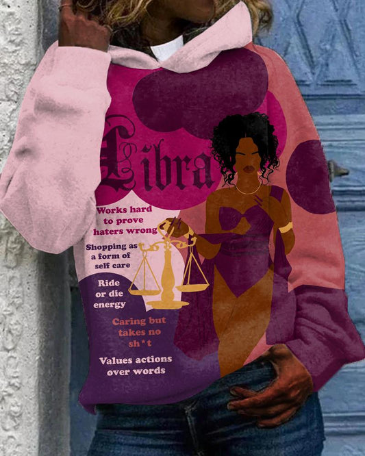 Libra Girly Season Print Unisex Long-sleeved Hoodie