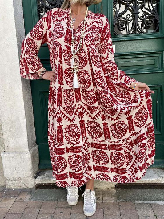 Geometric Printing Plus Size Tunic Dress