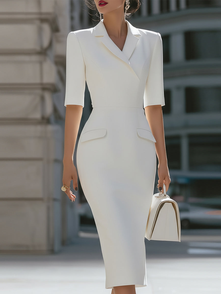 White Tailored Blazer Midi Dress