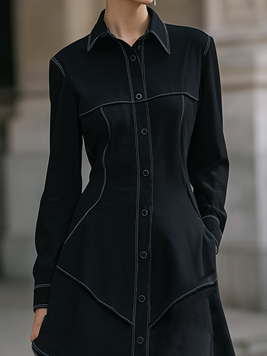 Stylish Asymmetric Layered Shirt Dress