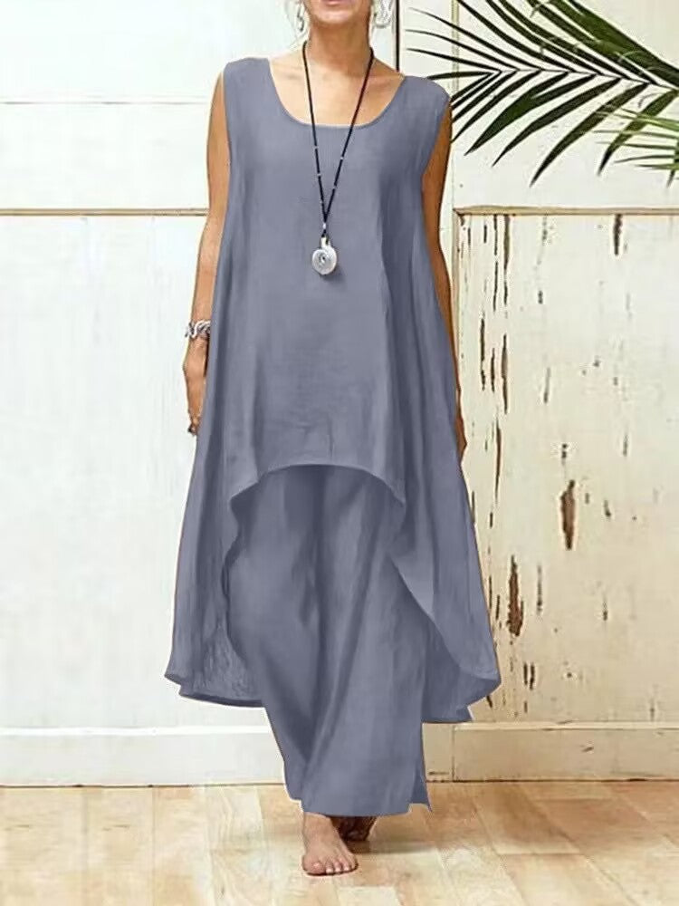 Irregular Sleeveless Two-Piece Pantsuit