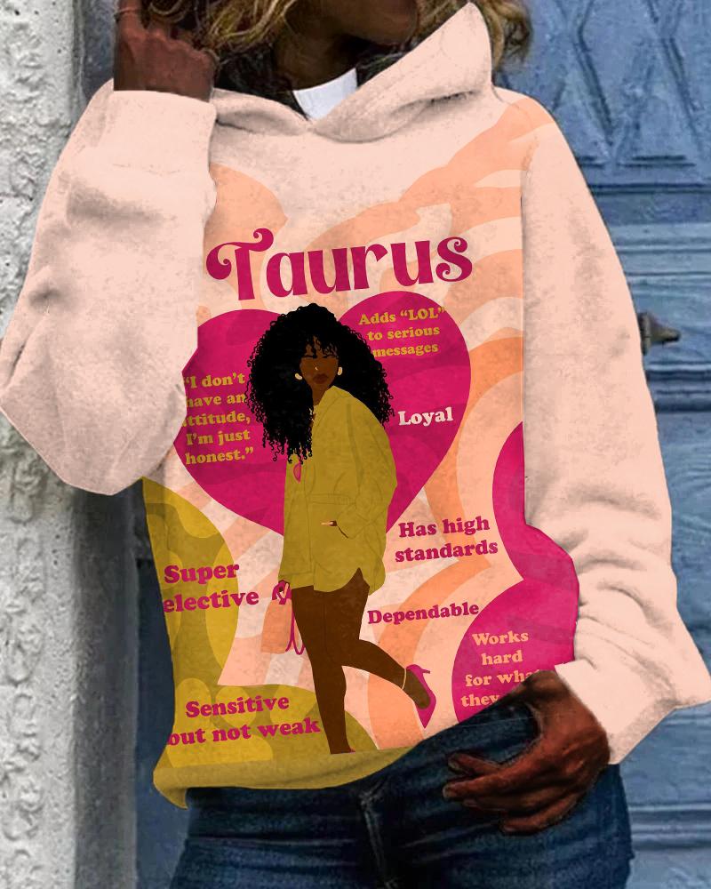 Taurus Girly Season Print Unisex Long-sleeved Hoodie