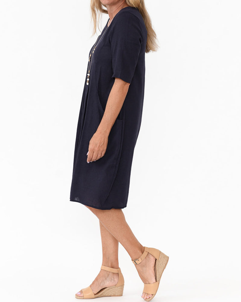 Loose Three-Quarter Sleeve Linen Beach Dress