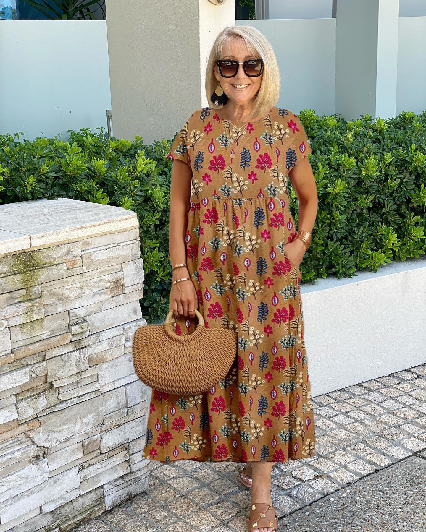 Cotton and Linen Printed Tunic Dress