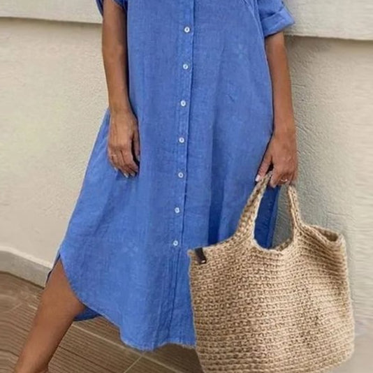 Three-Quarter Sleeve Dress Casual Long Skirt