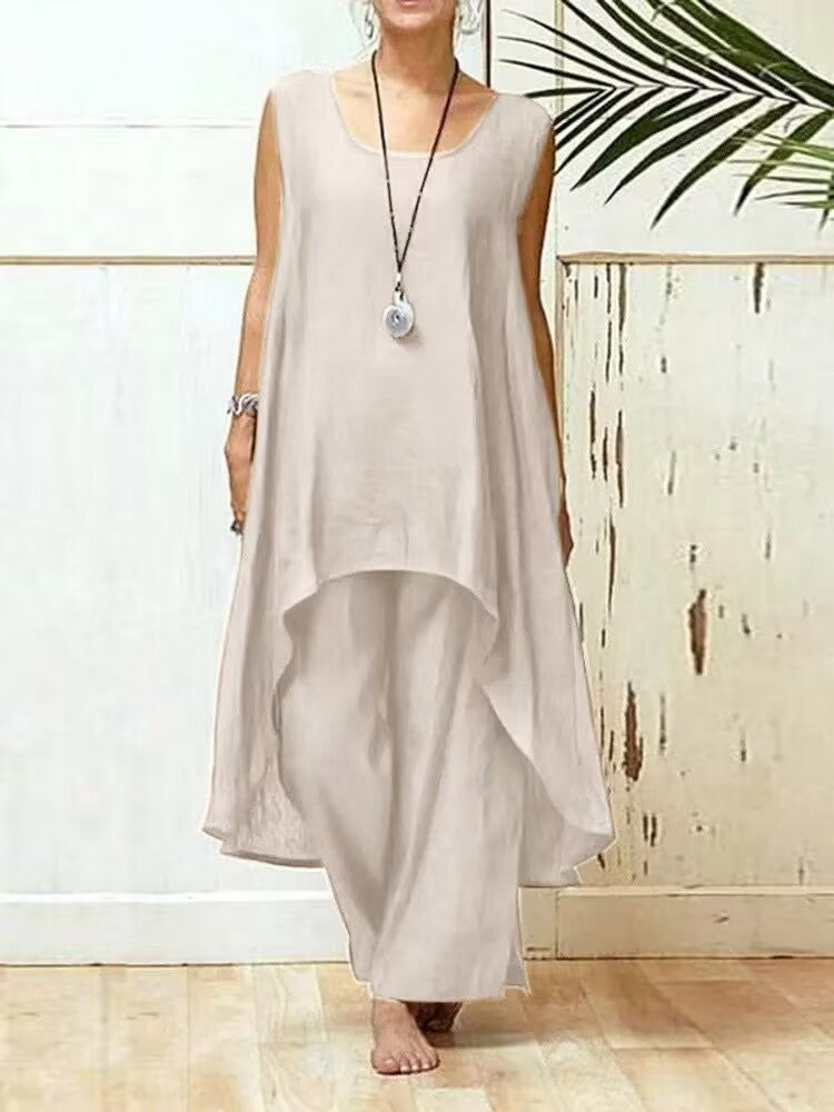 Irregular Sleeveless Two-Piece Pantsuit