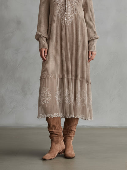 Whispered Snow Knit Maxi Dress