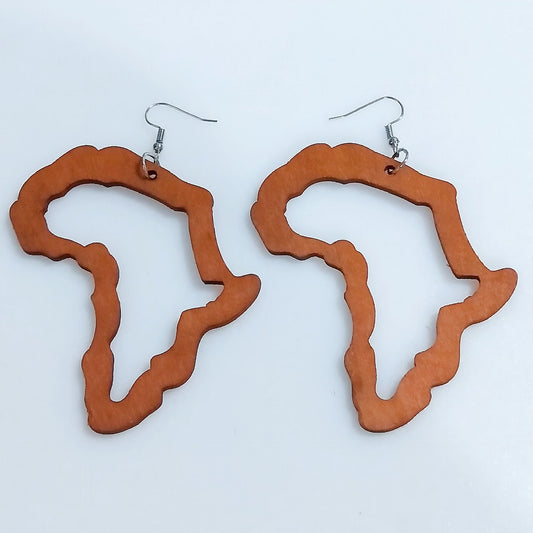 African Vintage Wood Geometry Earrings Female