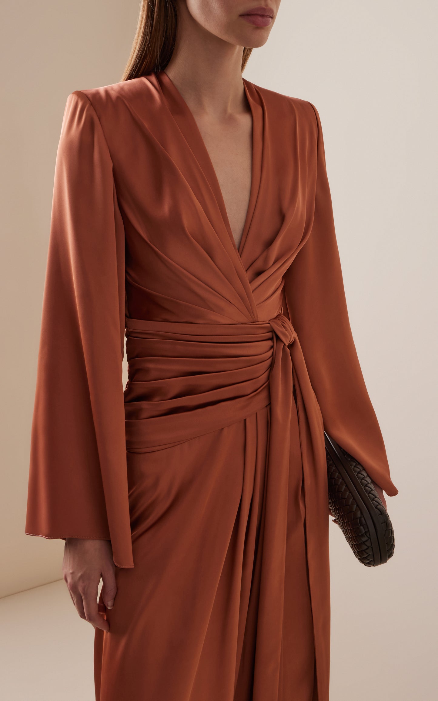 Tie-Detailed Satin Gown