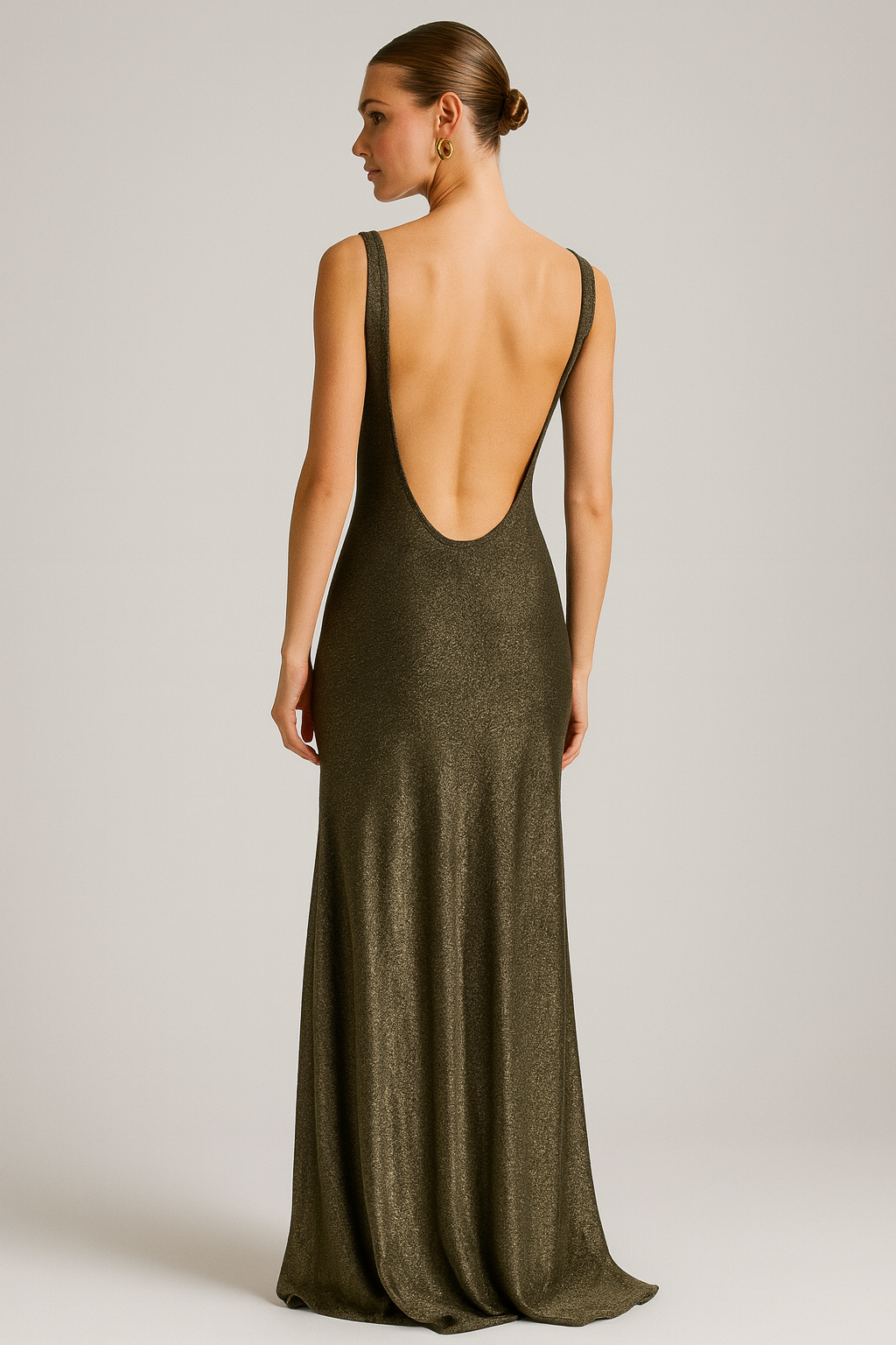 Elegant Slim-Fit Slimming U-Collar Gold Yarn Wool Vest Camisole Dress