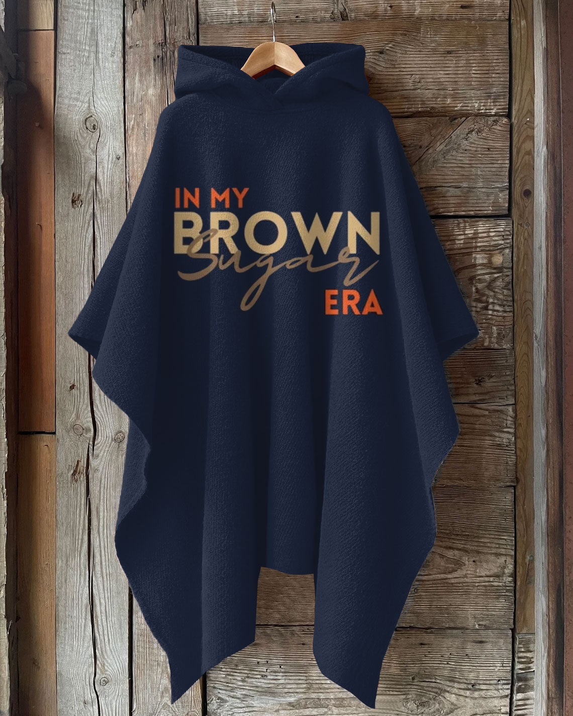 In My Brown Suger Printing Hooded Warm Shawl Cape