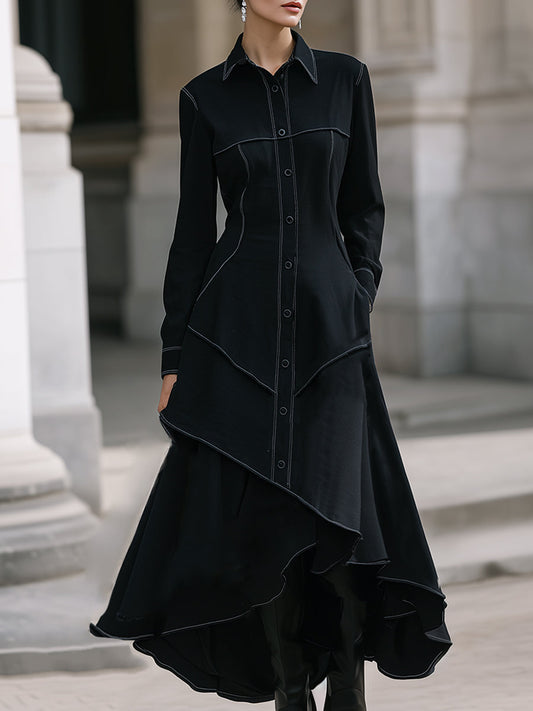 Stylish Asymmetric Layered Shirt Dress
