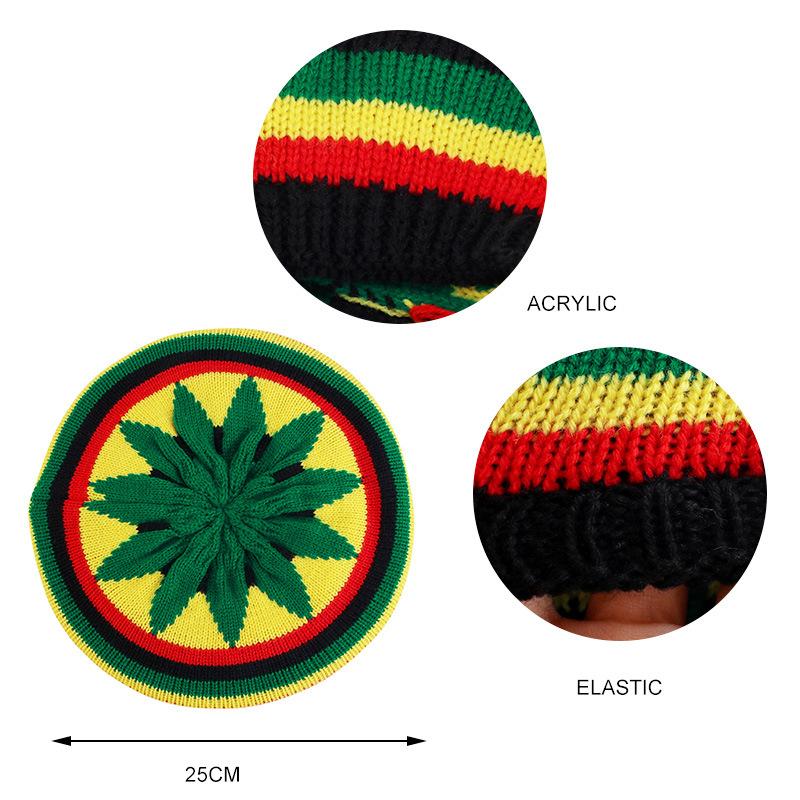 Jamaican Reggae Beanie Rainbow Stripe Beret